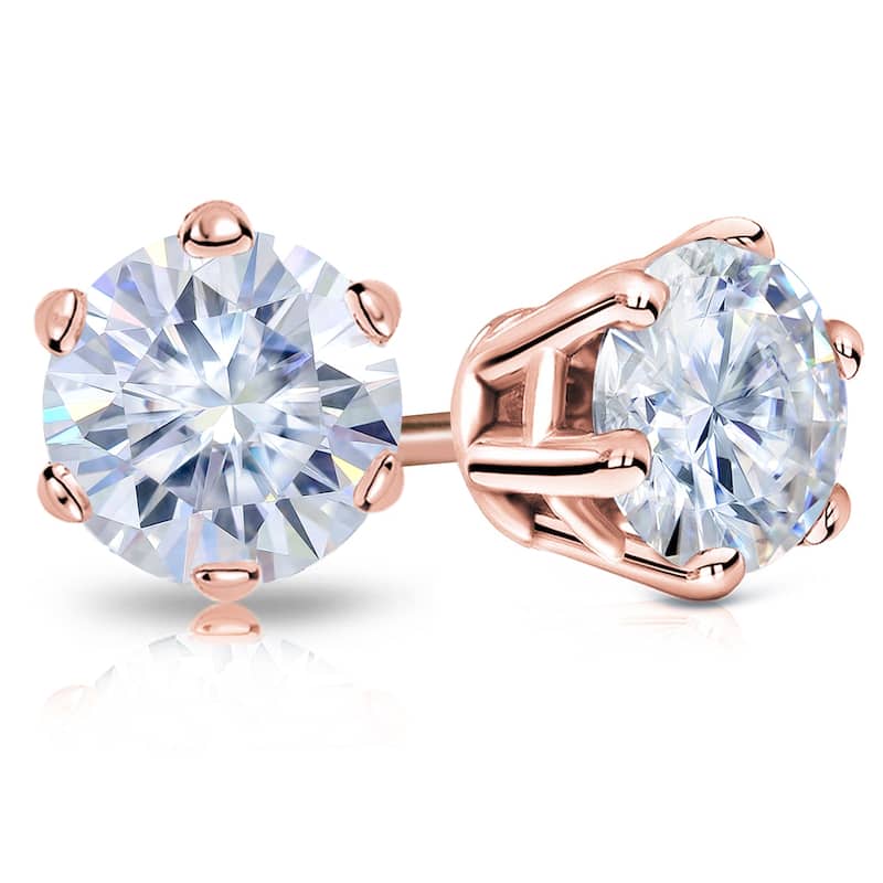 Auriya 1 1/2ctw Round Moissanite Stud Earrings 14k Gold - 5.9 mm - Rose