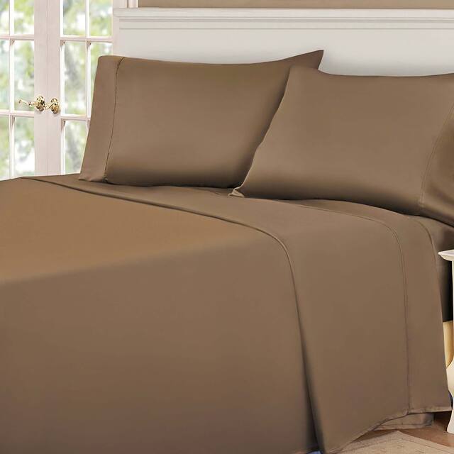 Miranda Haus Egyptian Cotton 530 Thread Count 4 Piece Solid Deep Pocket Bed Sheet Set - Twin - Taupe
