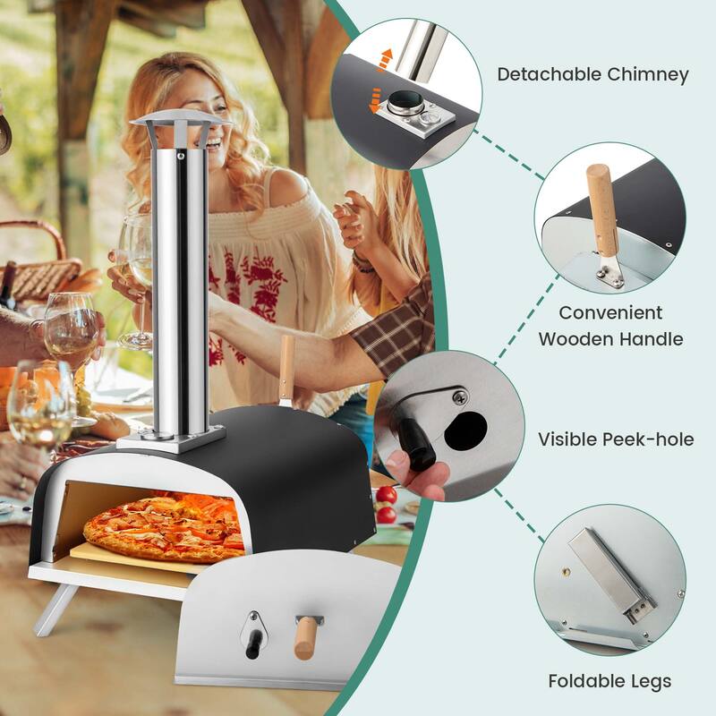 Costway 12" Multi-Fuel Pizza Oven Propane & Wood Fired Pizza Maker - See Details
