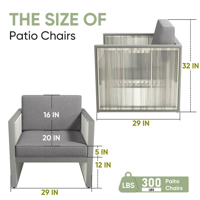 2 Piece Wicker Rattan Chairs Set with High Back Chair - Light Gray