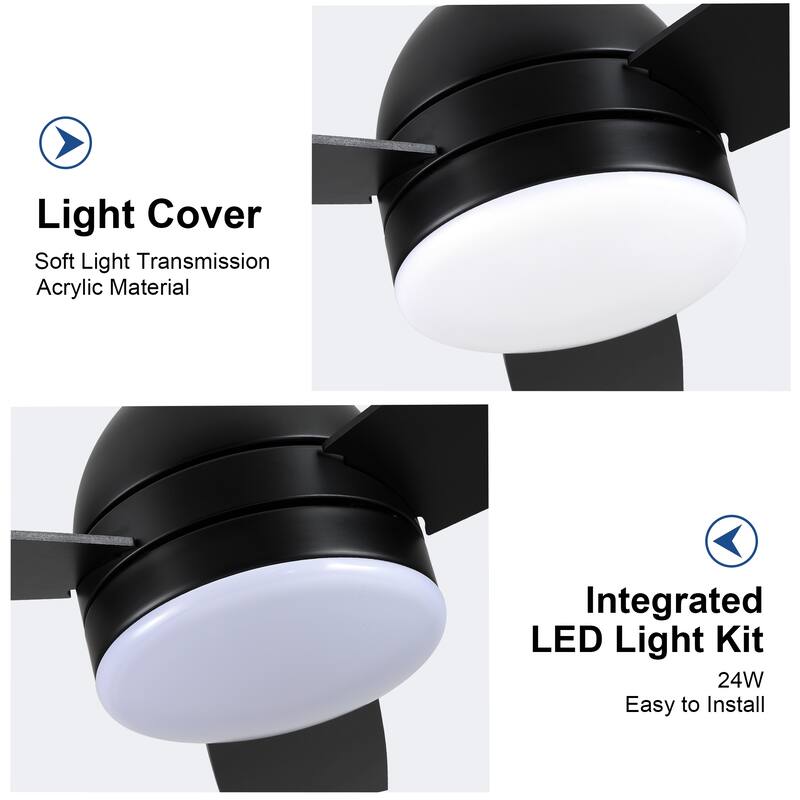 Quiet Airflow Smart Ceiling Fan with 3 Dimmable LED Light & 6-Speed Wind Control, Reversible DC Motor