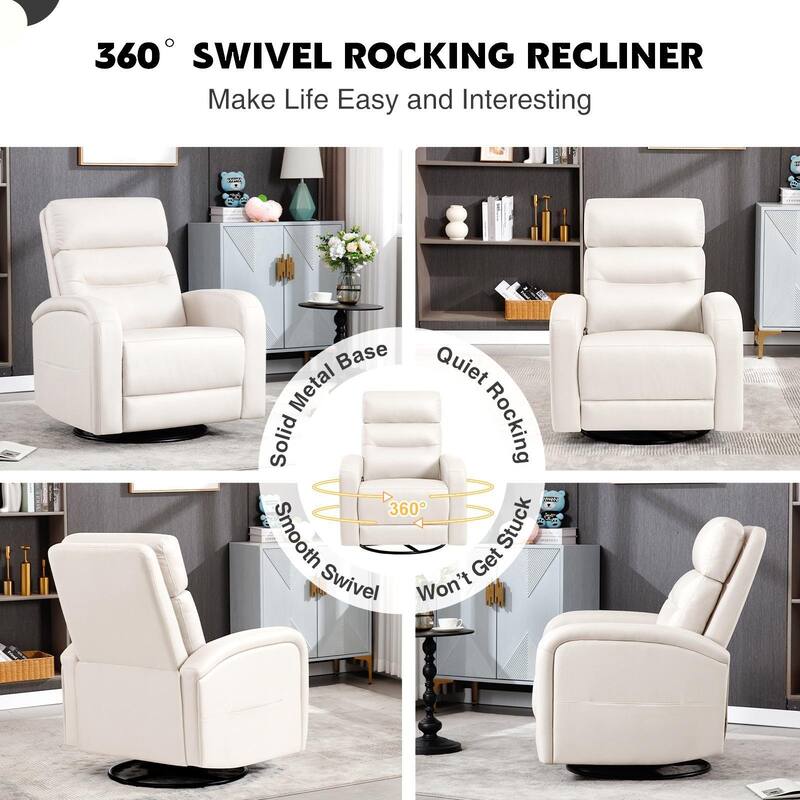 Aemeios Faux Leather Swivel Glider Rocker Manual Recliner Set of 2
