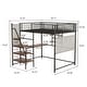 preview thumbnail 4 of 17, Full Size Loft Bed with Built-in Charging Station & LED Lighting, Heavy-Duty Metal Loft Bed Frame with Desk & Safety Guardrails