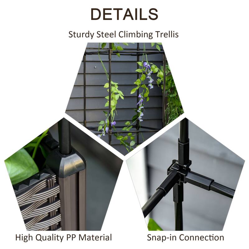 Outsunny 16" x 16" x 70" Garden Bed & Trellis Plant Stand with Self-Watering Disk, Drainage Holes, & Steel Frame