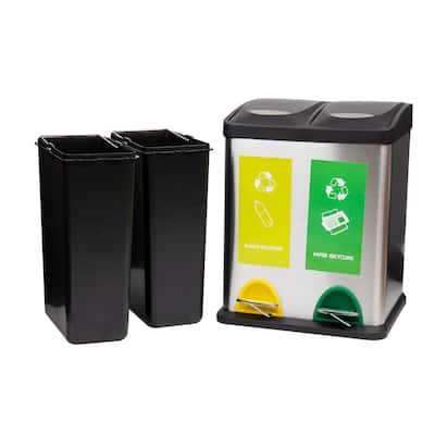 Mind Reader 2-Section Stainless Steel Recycling Bin