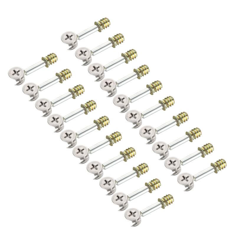 20 Sets Connecting 15mm OD Cam Self-tapping Fitting with Dowel Nut - Silver Tone