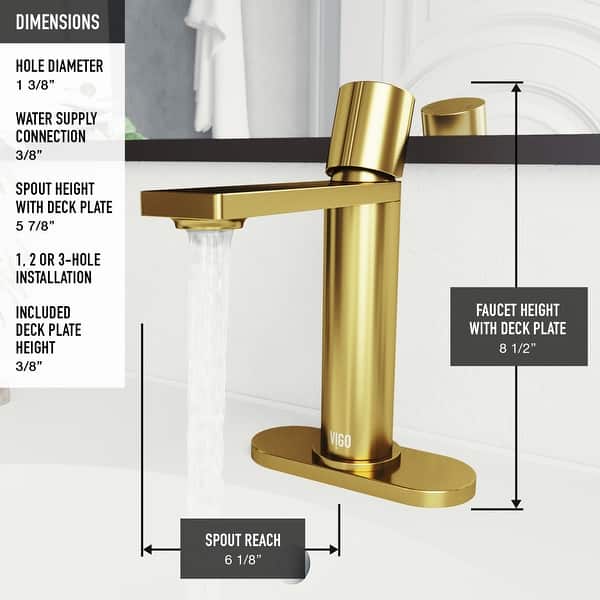 dimension image slide 4 of 8, VIGO Halsey 8" H Single Handle Single Hole Bathroom Faucet
