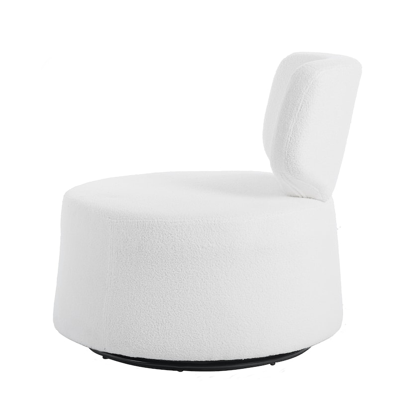 PU Swivel Barrel Chair with 360° Rotation, Solid Wood Frame, and 220lb Capacity