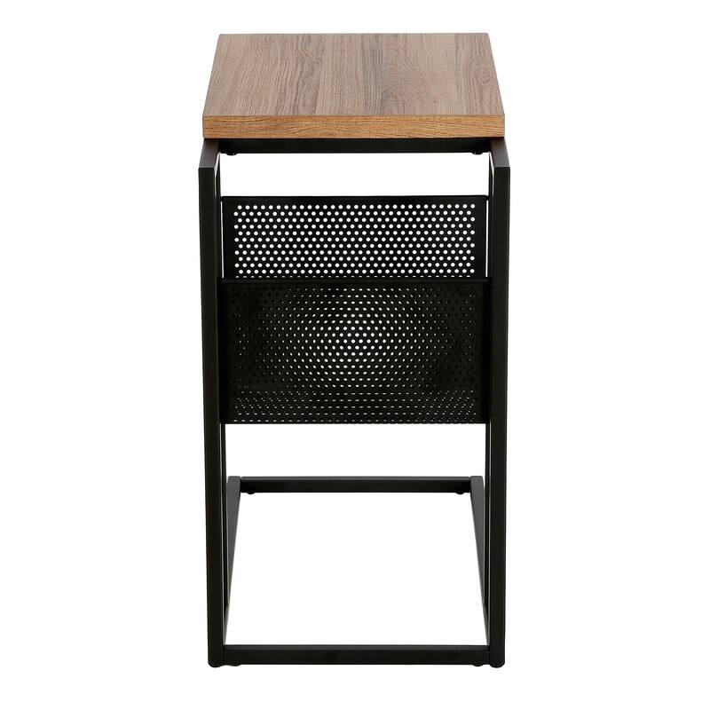 Clyde Blackened Bronze and Rustic Oak Side Table