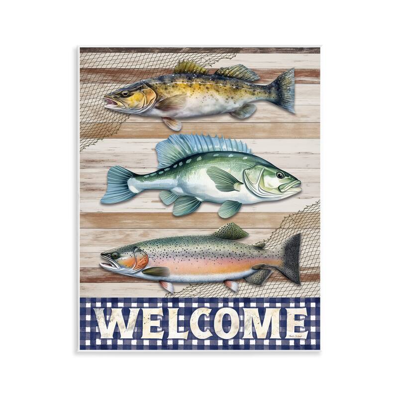 Stupell Welcome with Rustic Fish Wall Plaque Art Design By Nicole DeCamp - 11 x 14
