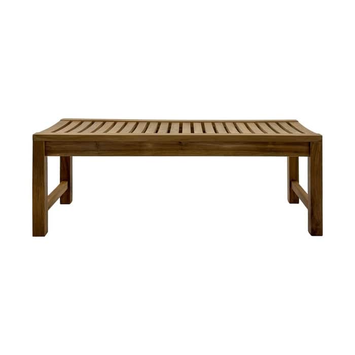 Nordic Teak Natural Wood Indoor or Outdoor Spa Seating Bench - 47" - 47" L 18″ W x 17.7″ H
