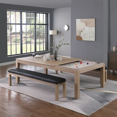 Olivia Driftwood Ash 7ft Billiard Slate Pool Table with Dining TOP