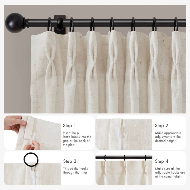 Madison Park Emery 300gsm poly linen with 7 pinch pleat per pc