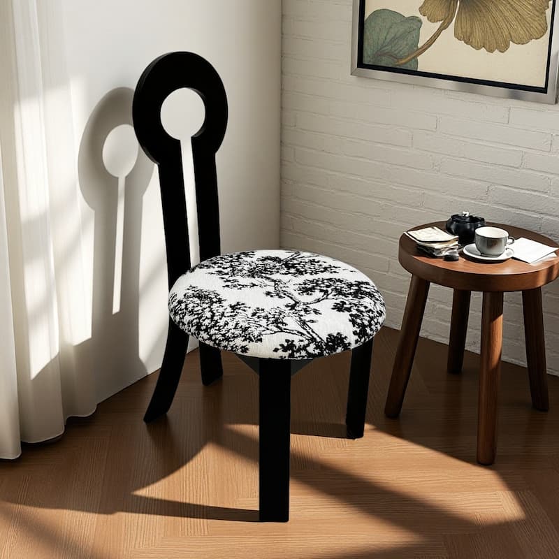 Dining Chairs Set of 2, Key-Design Home Chairs, Velvet Upholstered Solid Wooden Dining Chairs with Round Cushion
