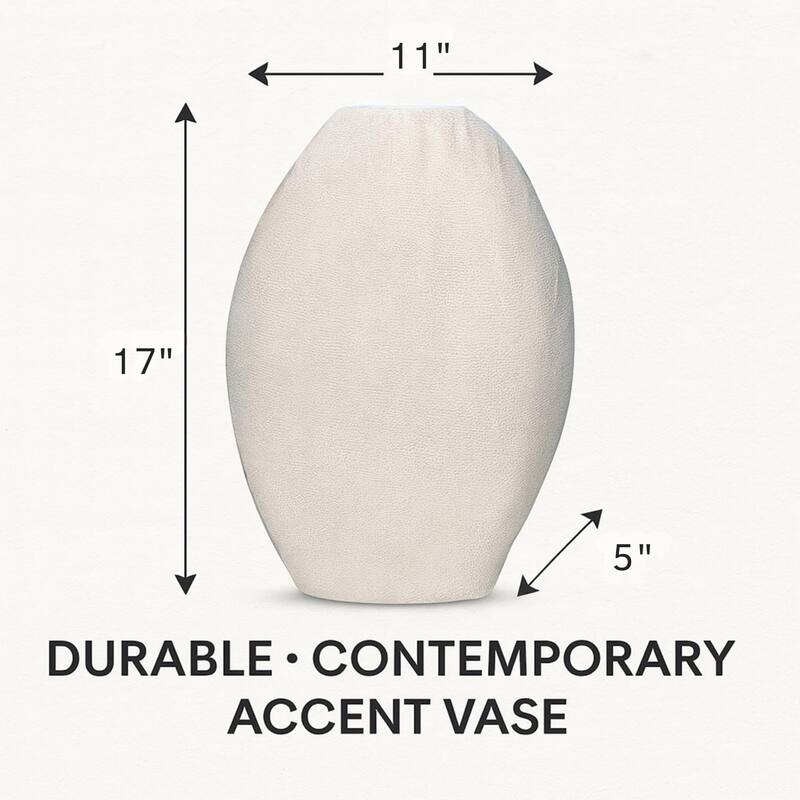 Aria Home Rotund White Textured Polyresin Vase for Modern Decor