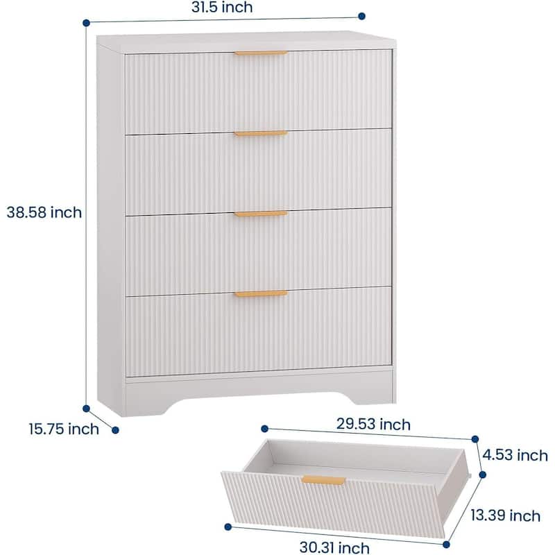 4 Drawers Fluted Dresser Storage Organizer for Bedroom, Living Room, Hallway