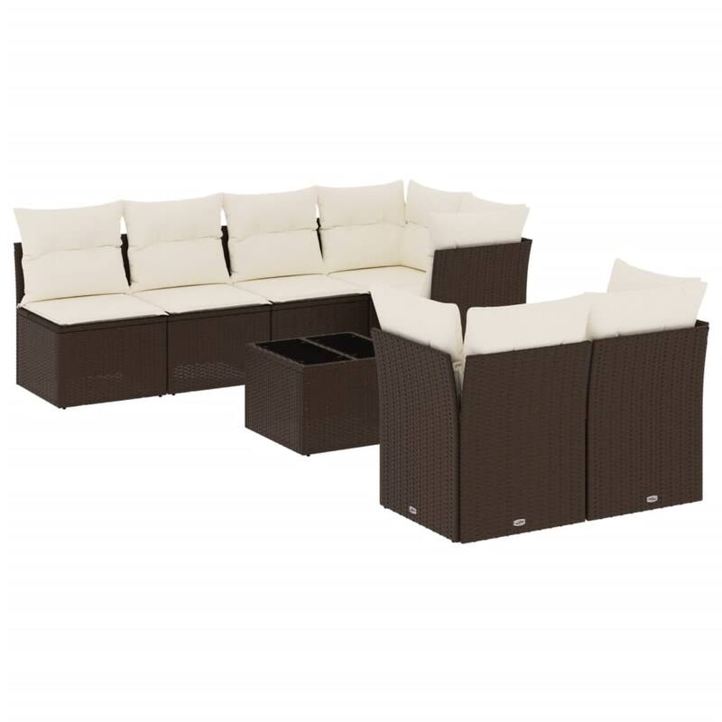 vidaXL Garden Sofa Set Brown, Cream White - 21.7 x 21.7 x 14.6
