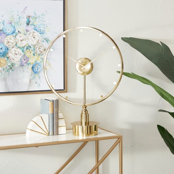 slide 2 of 15, Gold Stainless Steel Metal Large Open Frame Decorative Clock - 19 x 7 x 25 Gold