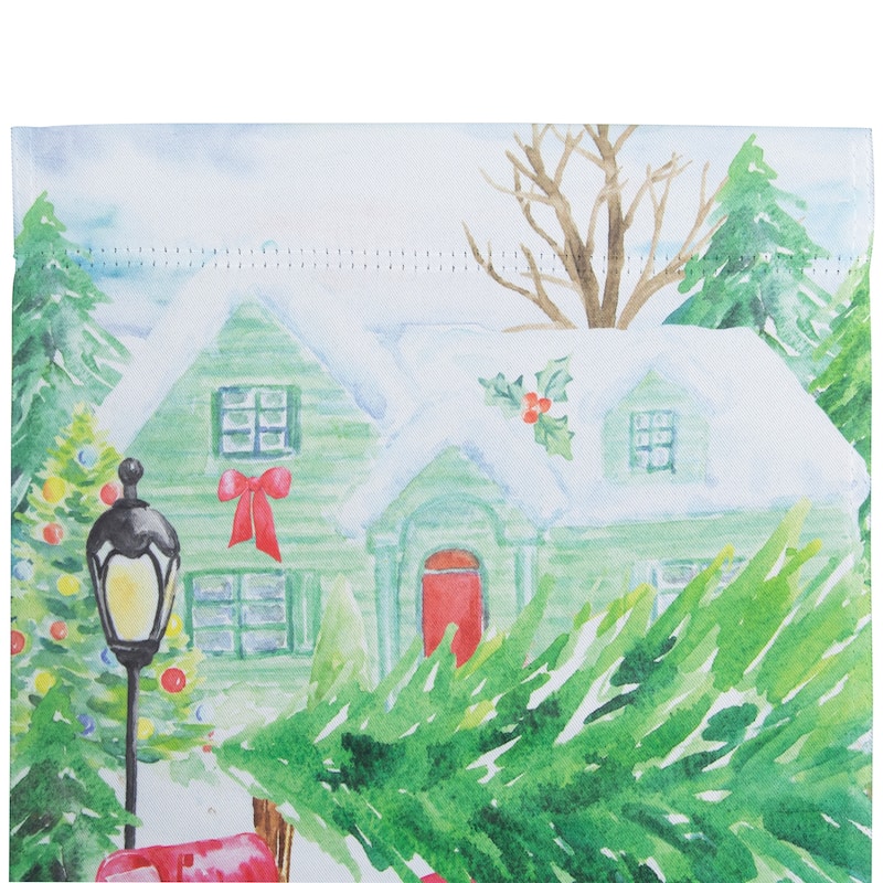 Red Car and Christmas Tree Outdoor House Flag 20" x 48"