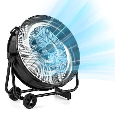 Gymax 24 Inch Industrial Drum Fan w/ 360 Degree Adjustable Tilt & 2