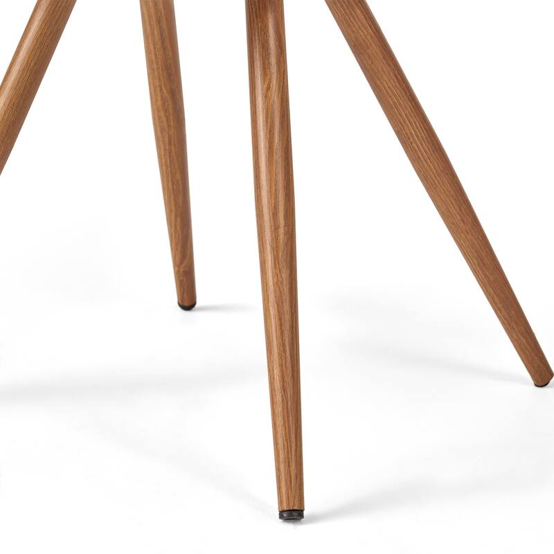 Roomfitters Set of 2 Wicker Outdoor Dining Chairs, Mid-Century Iron Legs with Wood Finish, Brown Multi