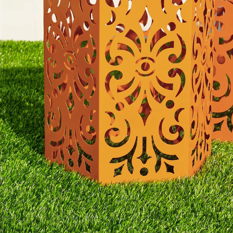 Glitzhome Set of 2 Floral Pattern Outdoor Table Garden Stool - 14"W x 14"D x 19.25"H