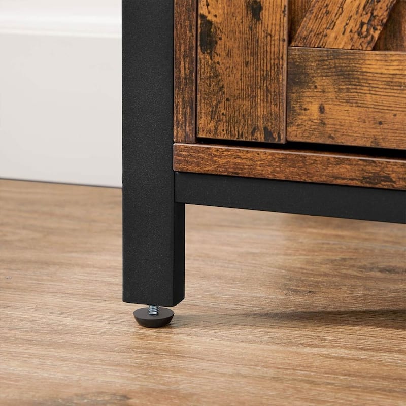 Wood Buffet Cabinet with Open Compartment, Sliding Barn Door Storage - 11.8”D x 27.6”W x 31.5”H