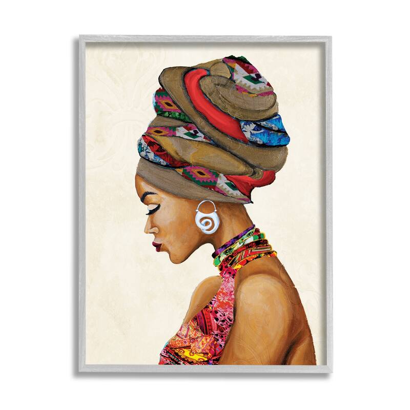 Stupell Woman Wearing Traditional African Fashion Headwrap Framed Wall Art - Multi-color