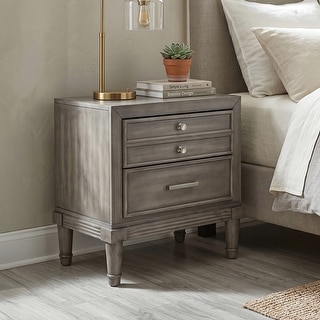 Furniture of America Hax Transitional Grey 2-Drawer Solid Wood Nightstand