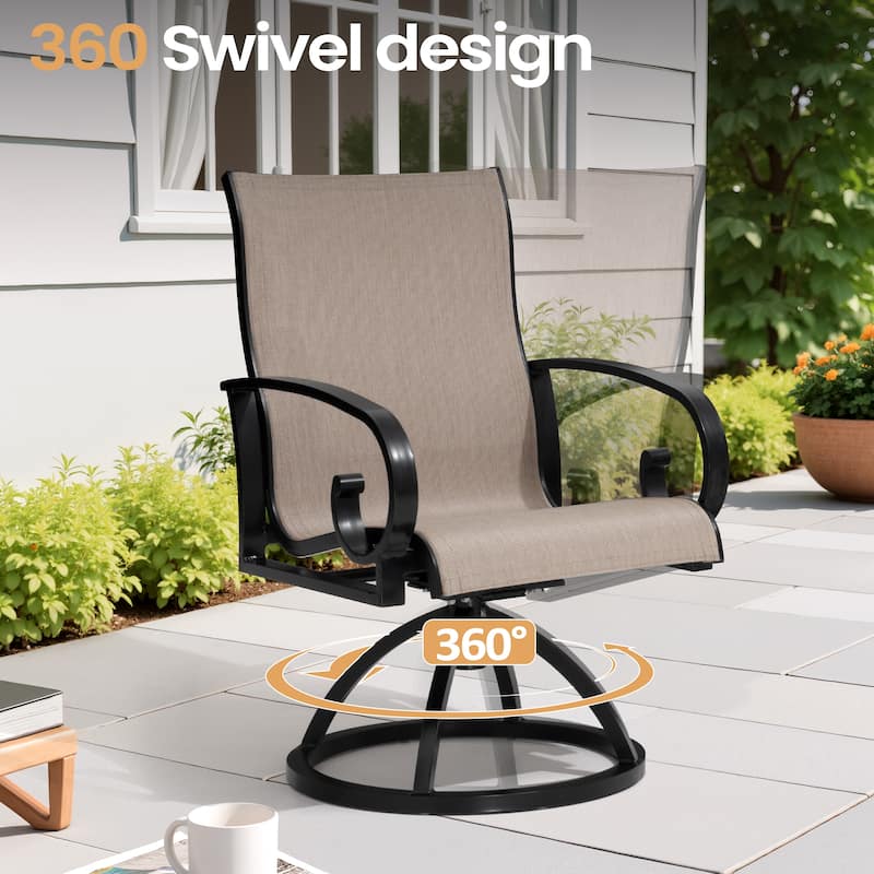 9PC Outdoor Patio Aluminum Dining Set Table with Sunbrella Swivel Dining Chairs Umbrella Hole