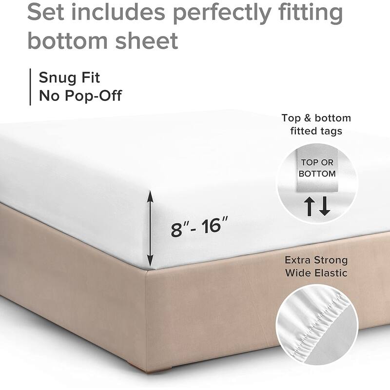 CGK Linens 100% Cotton Deep Pocket 14" - 16" Ultra Soft Fitted Sheet