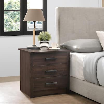 3-Drawer Modern Elegance Wenge Nightstand in Brown
