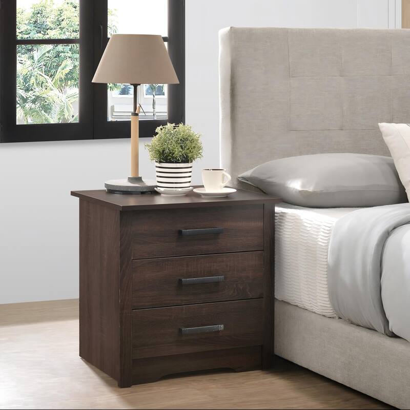 Compact Modern Nightstand with Wenge Finish - Brown
