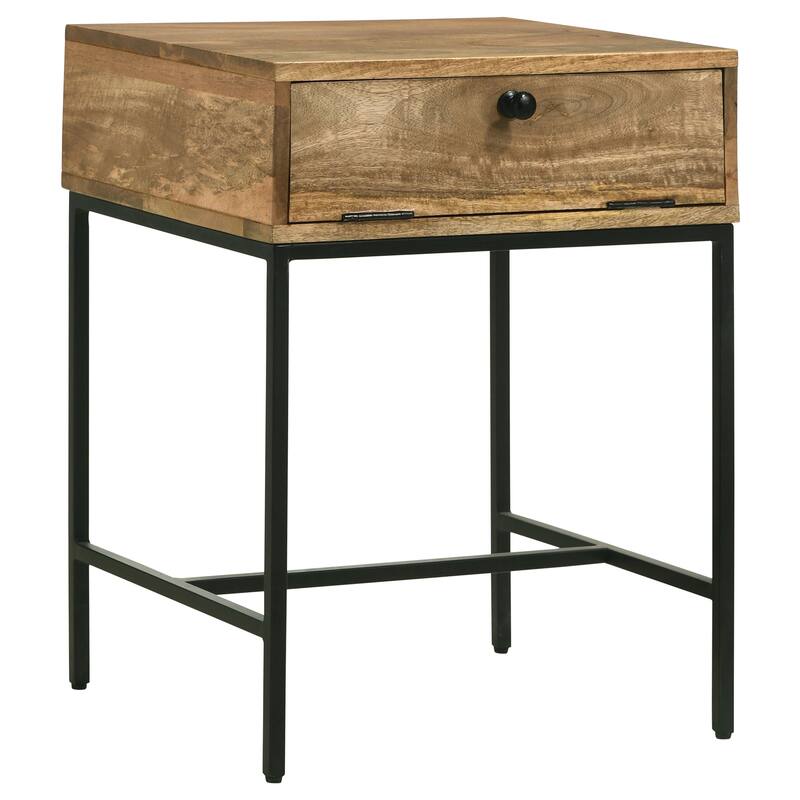 Stephie Rectangular Side End Table with Storage Honey Brown - Honey Brown - Wood
