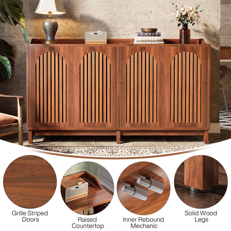 Sideboard Buffet Cabinet, 57" Farmhouse Storage Cabinet with Doors and Adjustable Shelf