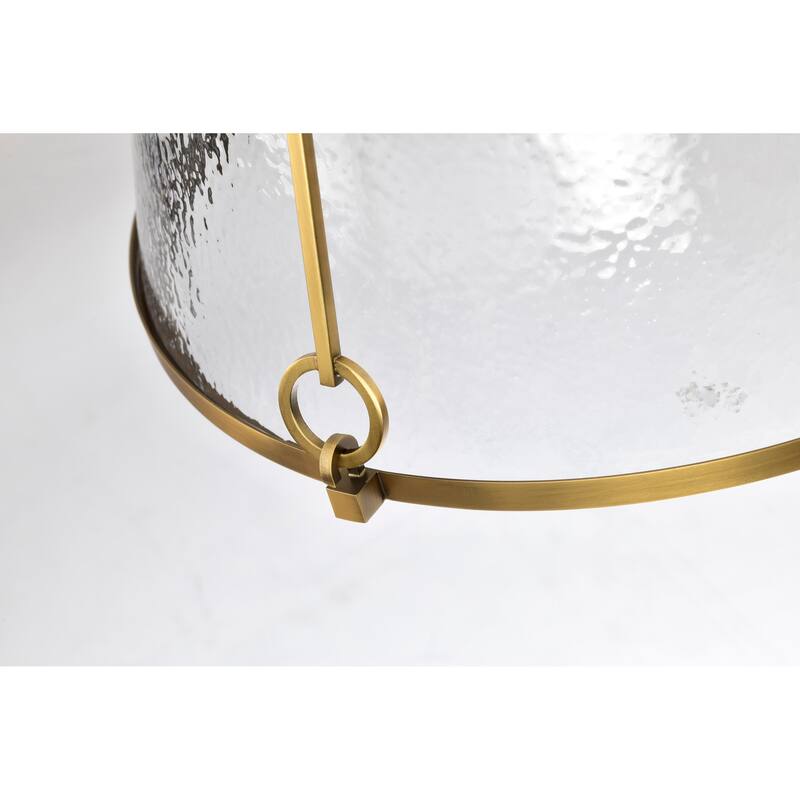Valentine Large Pendant Vintage Brass Finish Hammered Glass - Vintage Brass