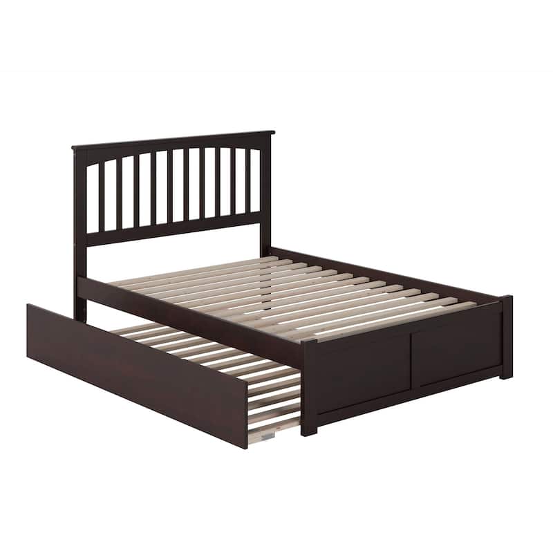 Mission Full Platform Bed with Footboard and Full Trundle Bed