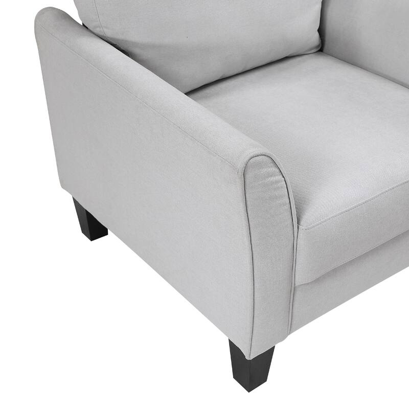 Xumo Sofa Armchair, Light Gray 34 Inch, Black Tapered Wood Legs