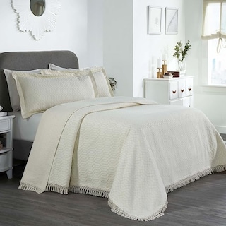 Superior Remi Jacquard Geometric Fringe Cotton Blend Bedspread Set