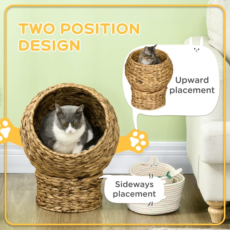 Pawhut Banana-Leaf Condo Pod Elevated Cat Bed