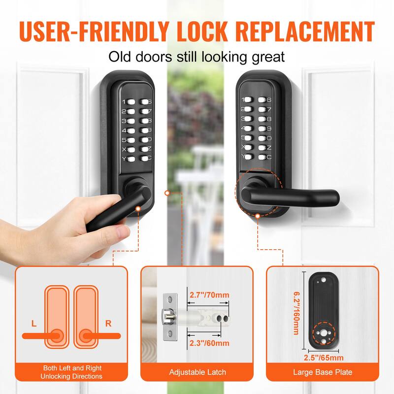 Mechanical Keyless Entry Door Lock Easy to Install, for Yard, Garden, Garage