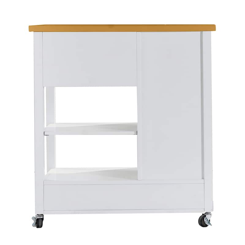 Rolling Kitchen Island Cart with Wood Top,Drawers and Towel Bar