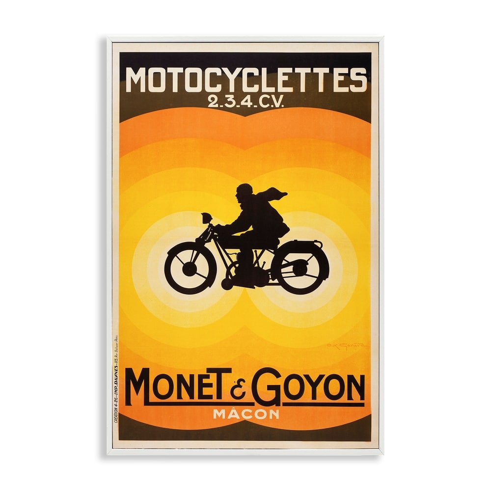 Stupell Vintage Motorcycle Advertisement Framed Giclee Art Design By Marcus Jules