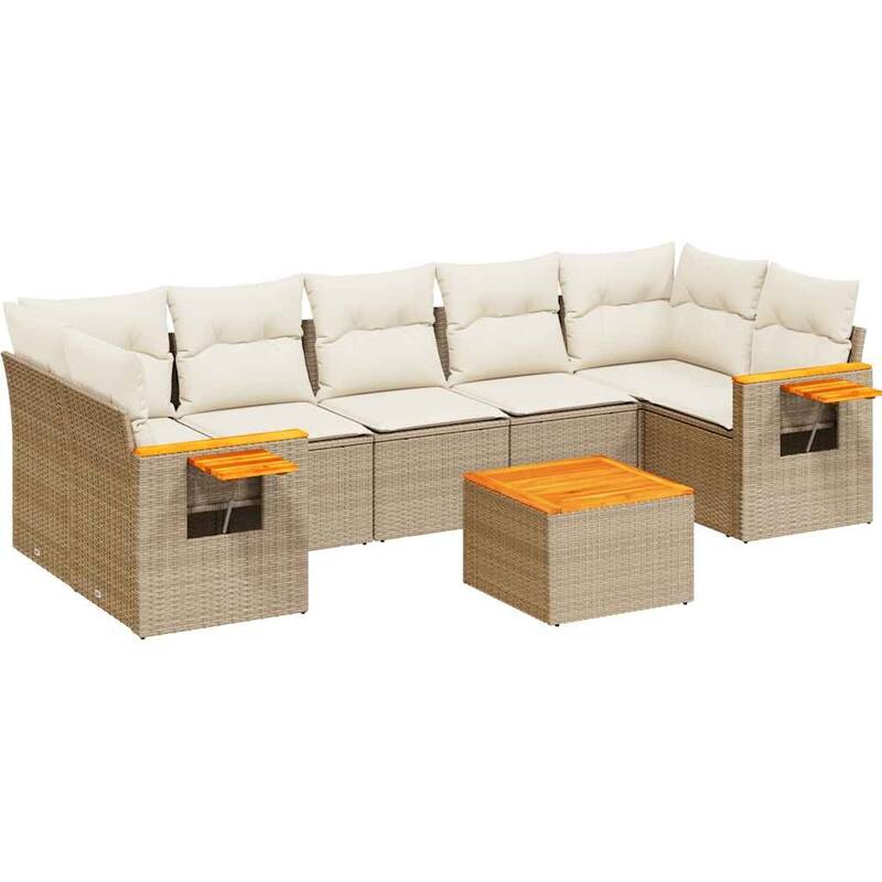 vidaXL Patio Sofa Set with Cushions Outdoor Furniture 8 Piece Poly Rattan