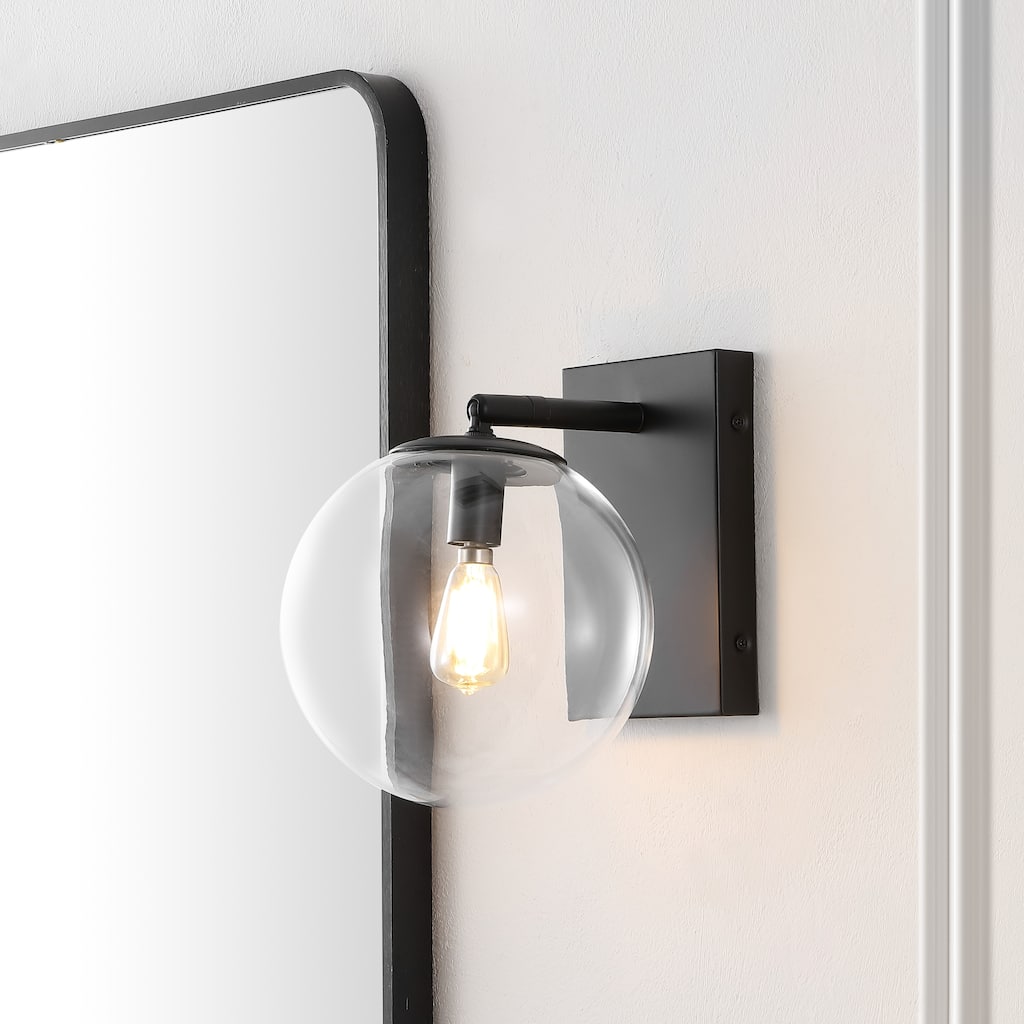 SAFAVIEH Lighting Suada 9-inch Glass Orb Wall Sconce with Bulbs (Set of 2) - 8.5 In. W x 7 In. Dx 8.5 In. H - 9Wx7Dx9H
