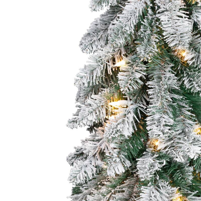 Pre-Lit Pencil Flocked Alpine Artificial Christmas Tree - 4' - Clear Lights - 4 Foot
