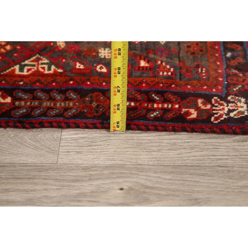 Geometric Shiraz Persian Traditional Area Rug Handmade Wool Carpet - 3'11" x 5'3"