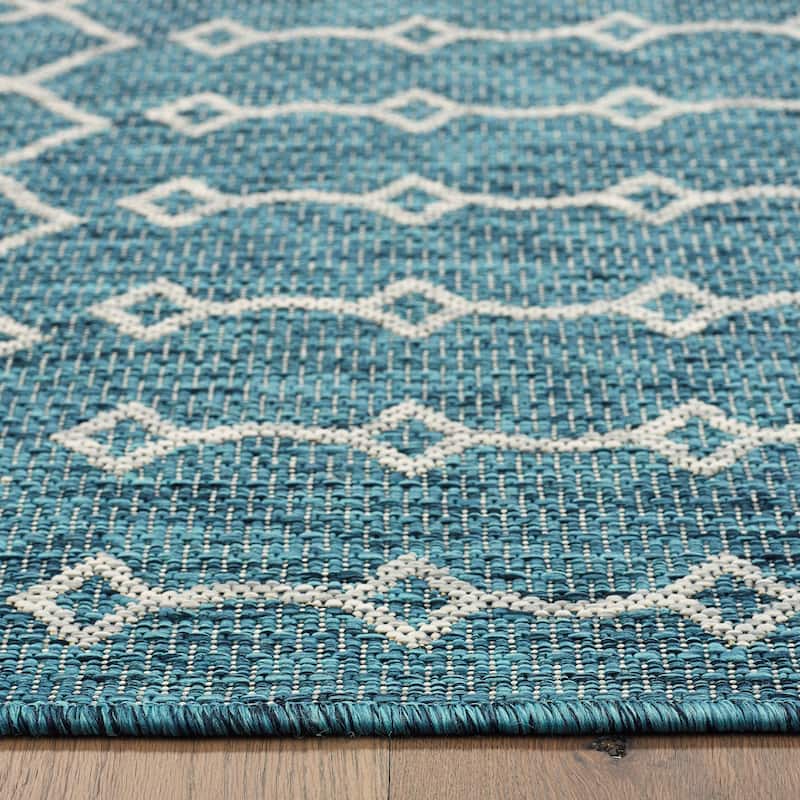 Sevita Blue/Gray Serene Array Indoor/Outdoor Rug