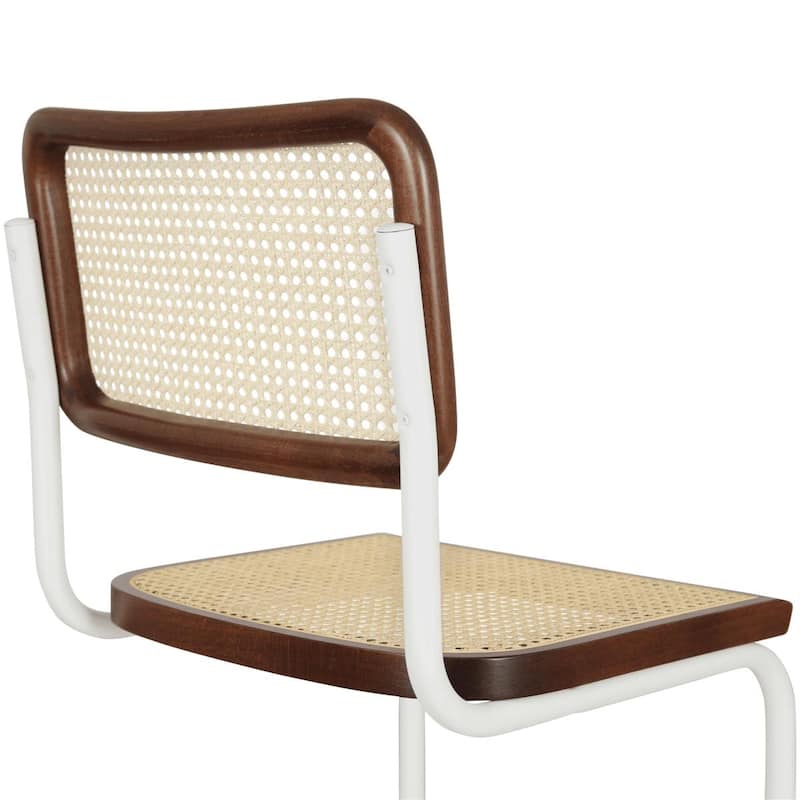Breuer Chair Company Marcel Breuer Cesca Cane Cantilever Side Chair w/ White Steel Frame (Various Wood & Cane Colors)