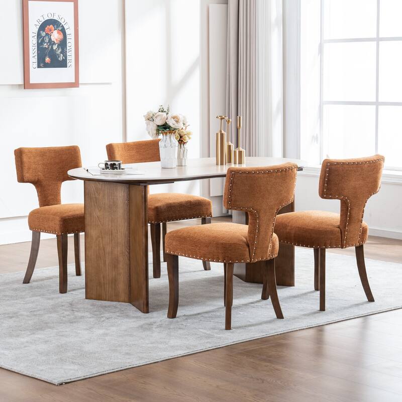 Upholstered Mordern Design T Back Dining Side Chair- Set of 2